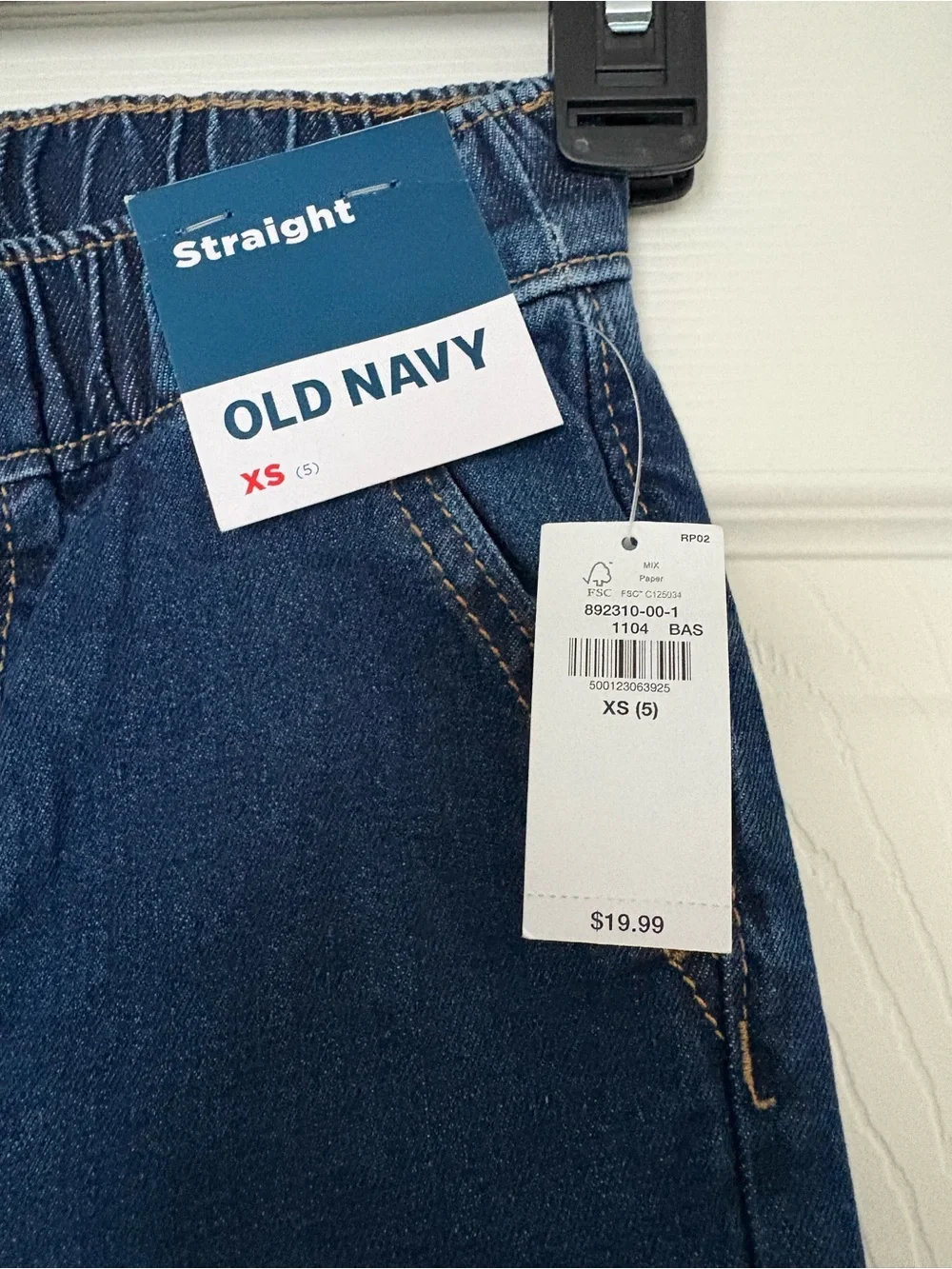Old Navy Dark Denim Straight Jeans with Elastic Waist